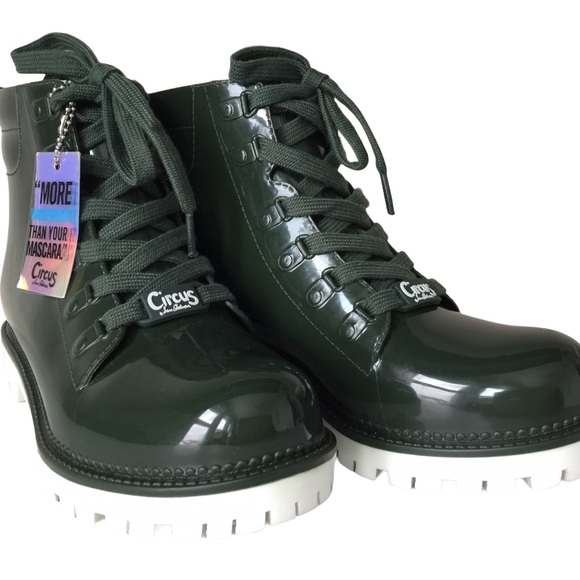 Circus Green Water Proof Combat Ankle Booties Sz 7 - Picture 5 of 12